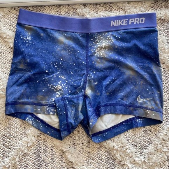 Used Nike Pro Spandex Shorts Galaxy Print - Size M - Picture 1 of 1